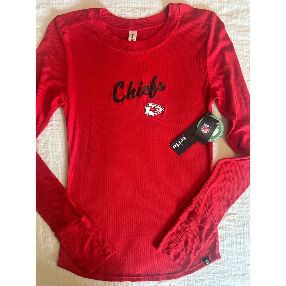 Kansas City KC Chiefs Red Ribbed Fitted Tee Large